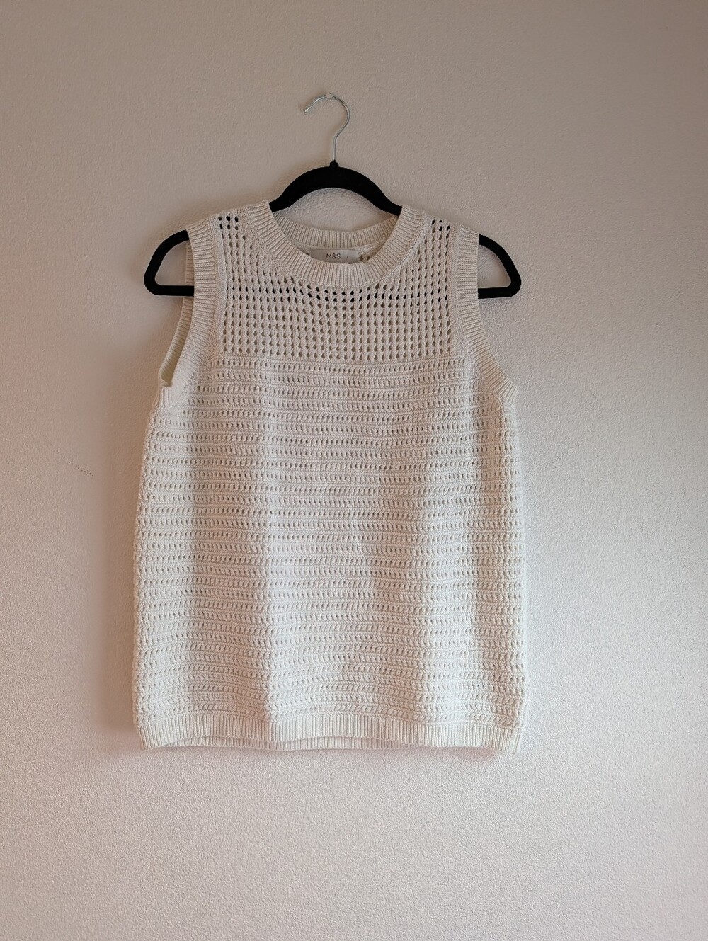 M&S Sleeveless Sweater Knit Tank Top - White